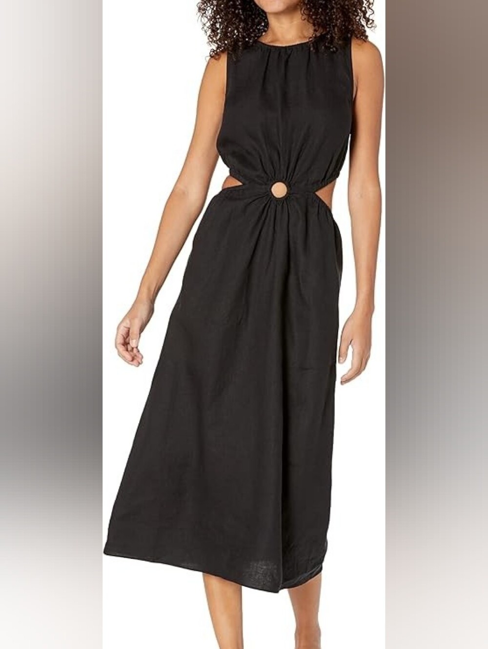 Linen Side Cutout Dress The Drop Women's Sade NWT Large
